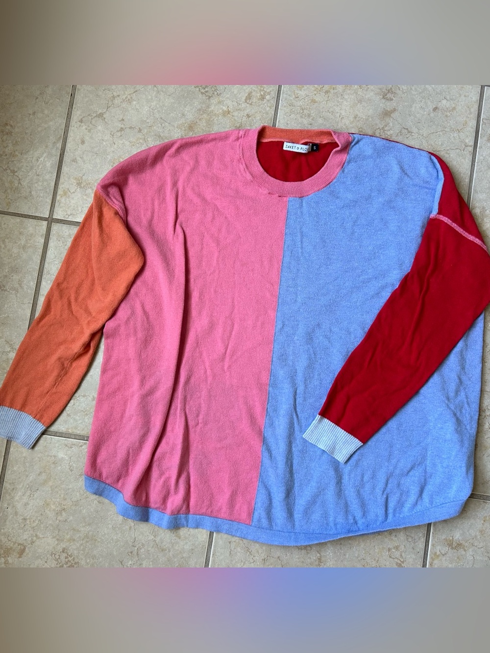 Zaket & Plover Women’s SMALL Long Sleeve Sweater Colorblock Pink, Purple, Red